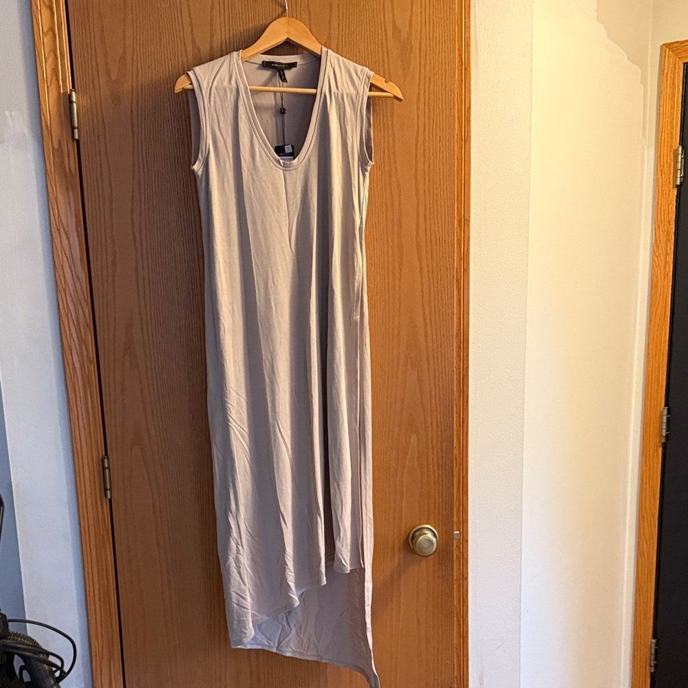 BCBGMaxAzria Asymmetrical Sleeveless Cream Dress